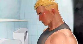 金髪ライン入り男子君と真夜中トイレハッテン